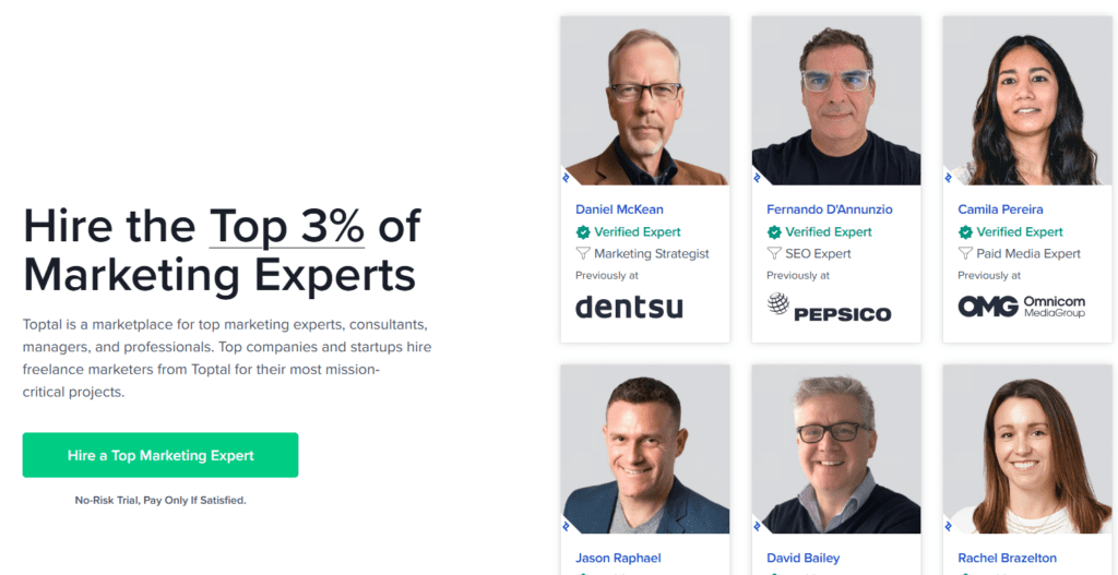 toptal marketing recruitment agency